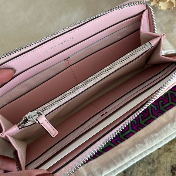New Tory burch WILLA GLAZED ZIP CONTINENTAL WALLET ROSE SACHET - Picture 3 of 8
